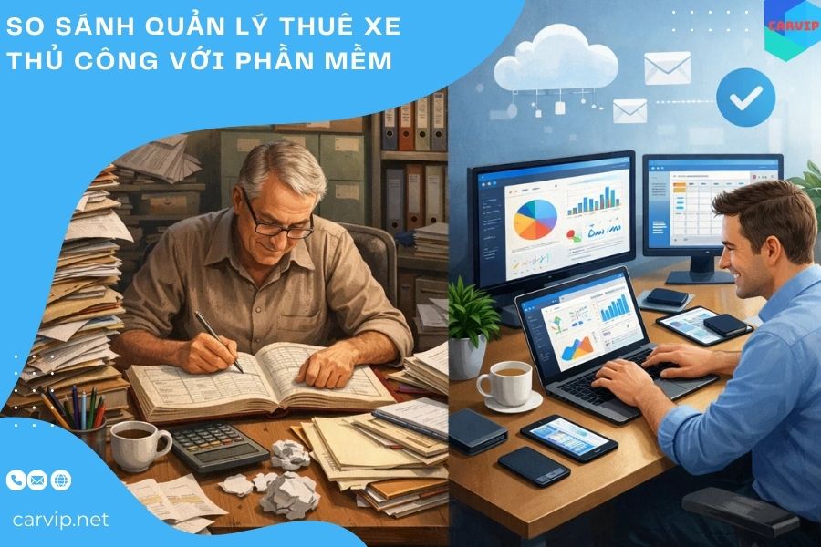 So sánh quản lý thuê xe thủ công với phần mềm